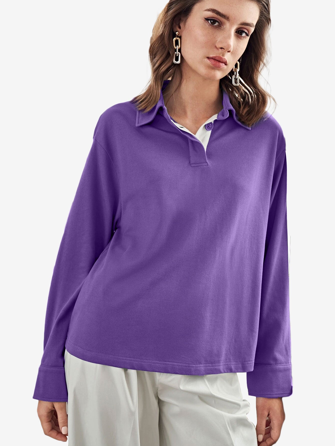 Cotton Basic Button Polo Shirt