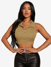 Button Half Placket Ribbed Tank Top