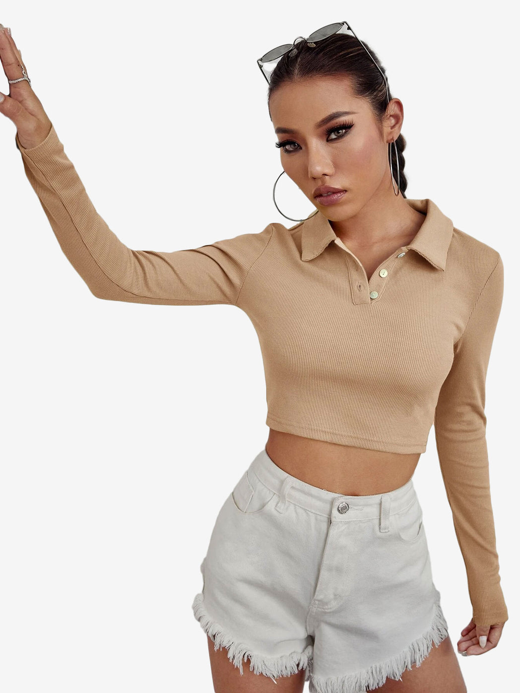 Attractive Solid Crop Polo Shirt