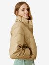 Cozy Zip Up Faux Leather Puffer Jacket