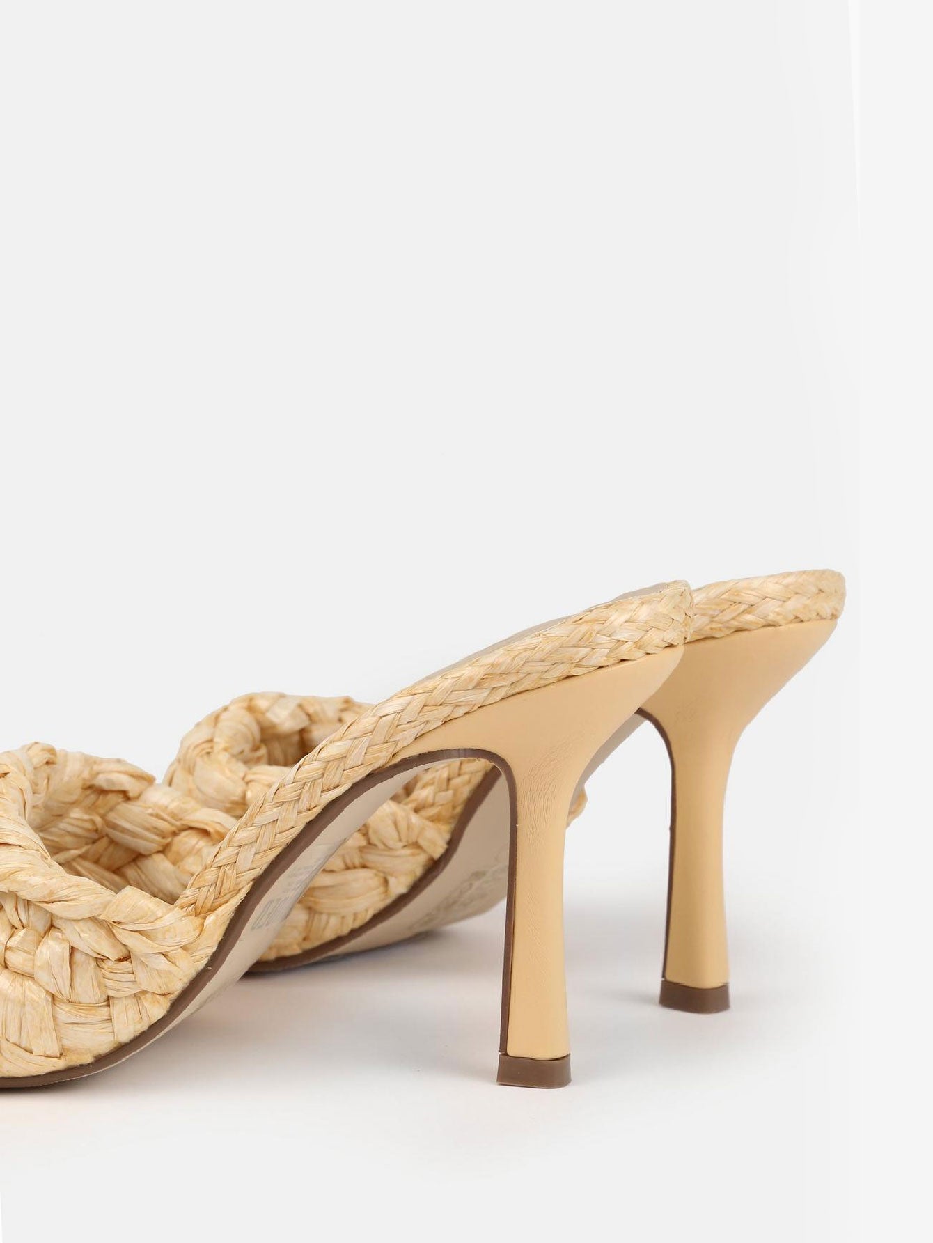 Haya Raffia Look Twist Mule Heel Sandals