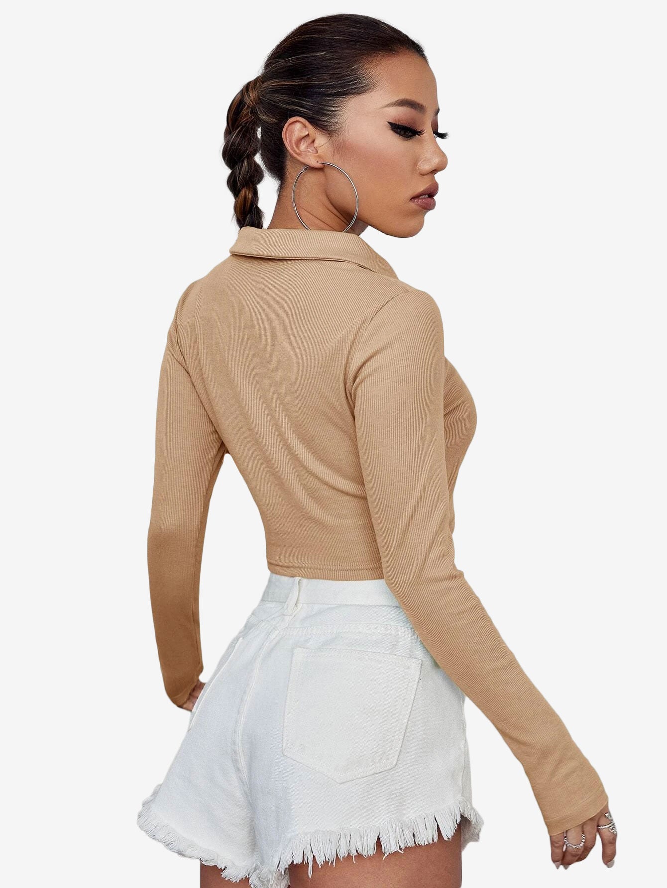 Attractive Solid Crop Polo Shirt