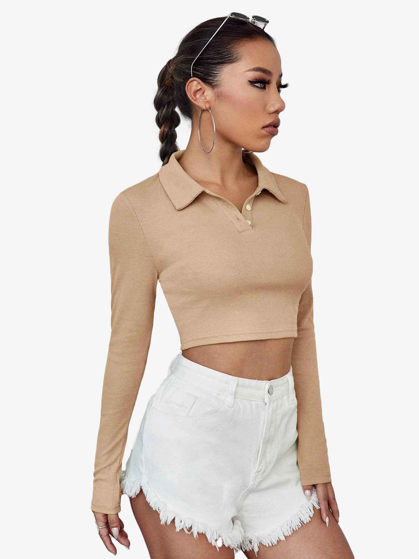 Attractive Solid Crop Polo Shirt