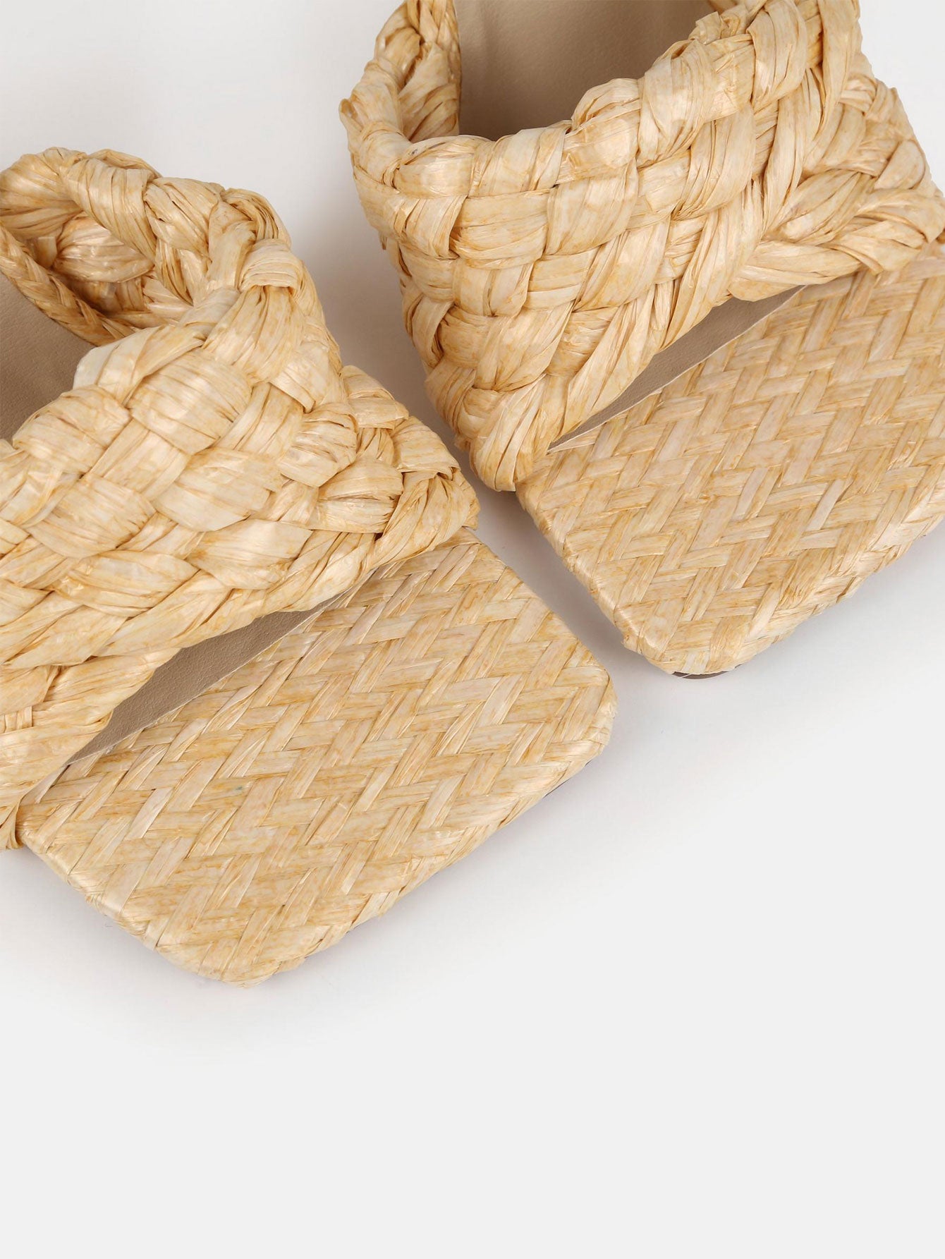 Haya Raffia Look Twist Mule Heel Sandals