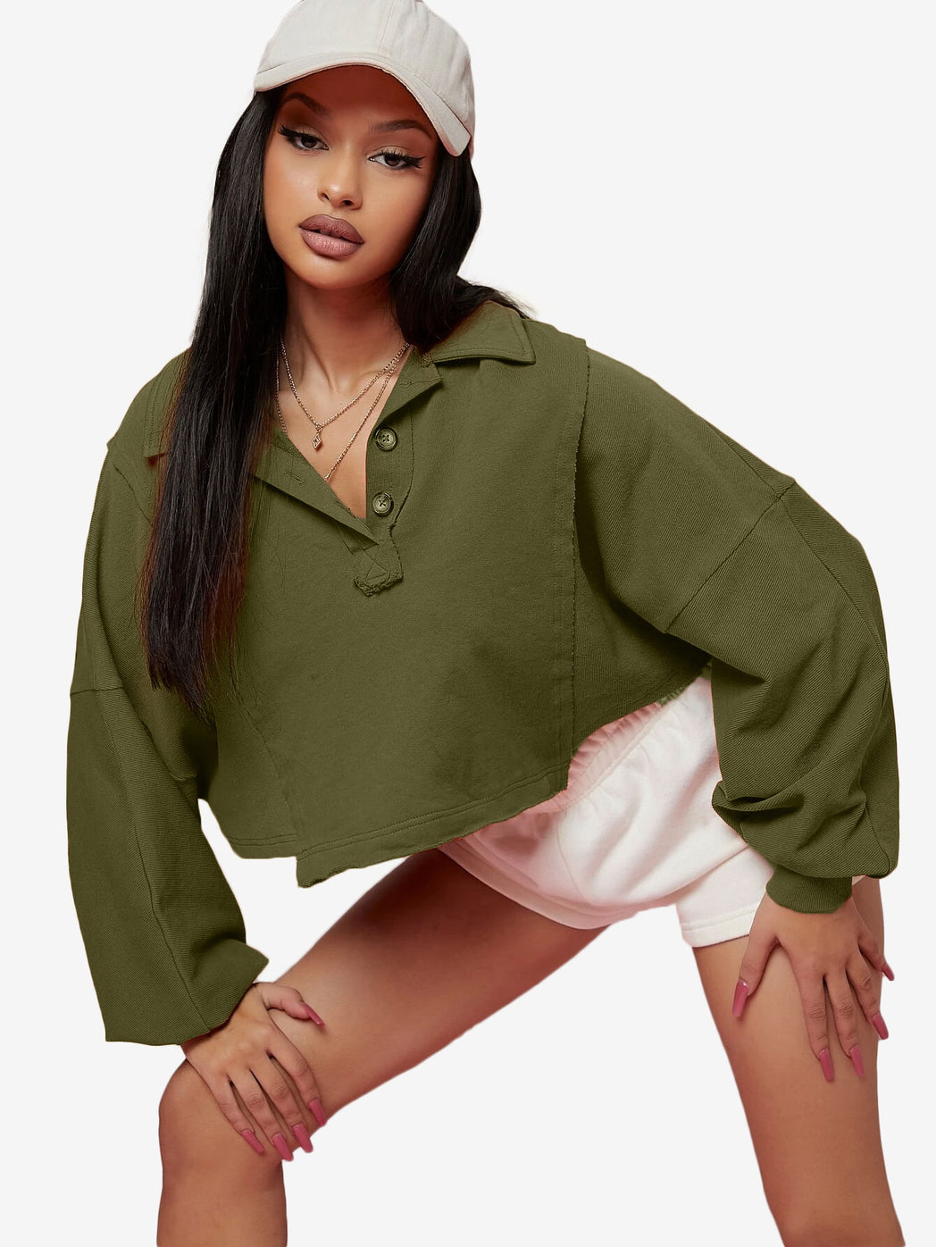 Asymmetrical Small Ruffles Solid Color Leisure