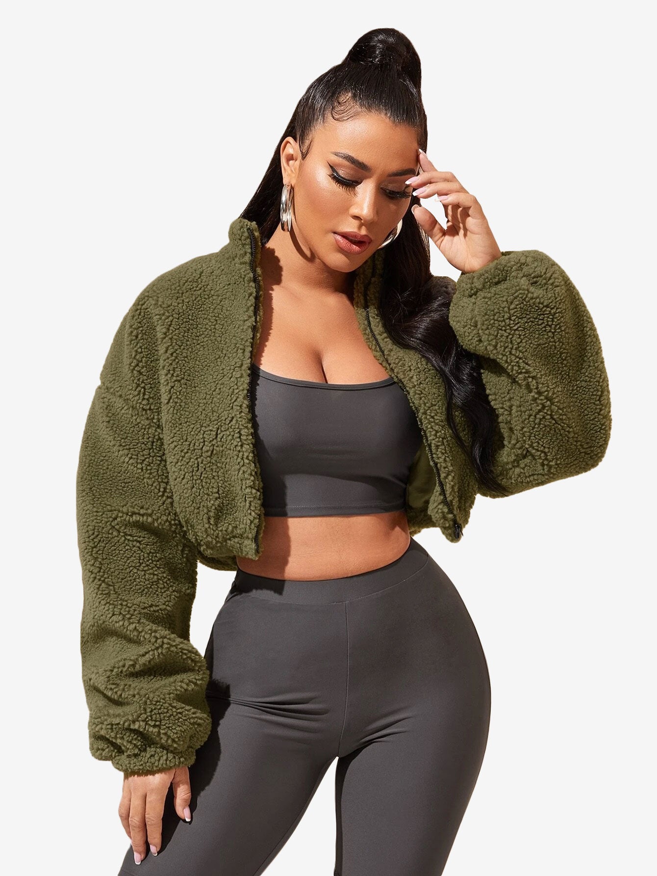 Comfy Zip Up Drop Shoulder Teddy Jacket