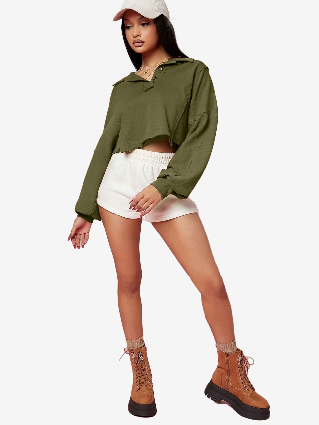 Asymmetrical Small Ruffles Solid Color Leisure