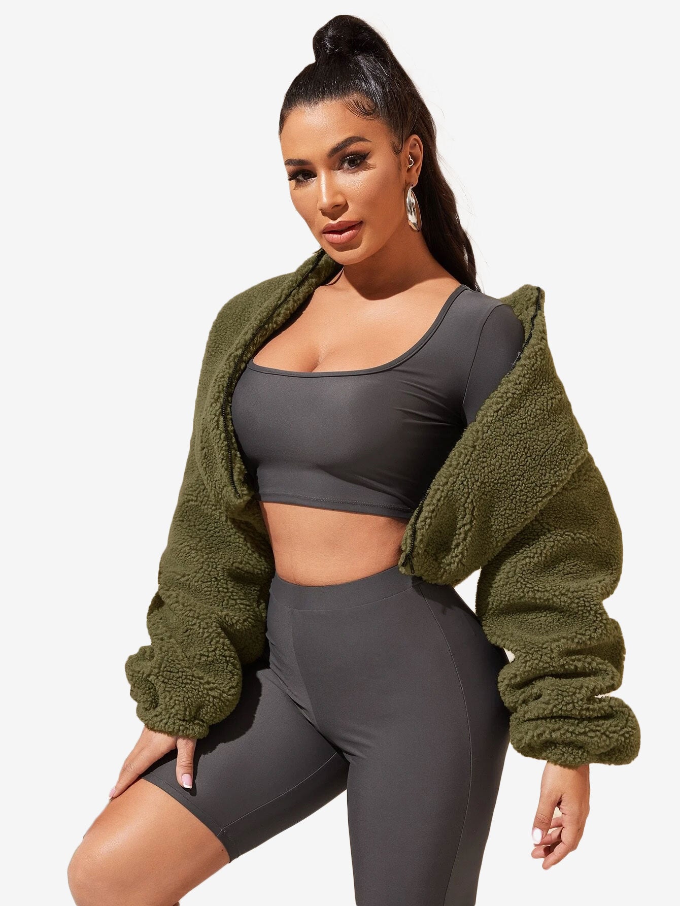 Comfy Zip Up Drop Shoulder Teddy Jacket