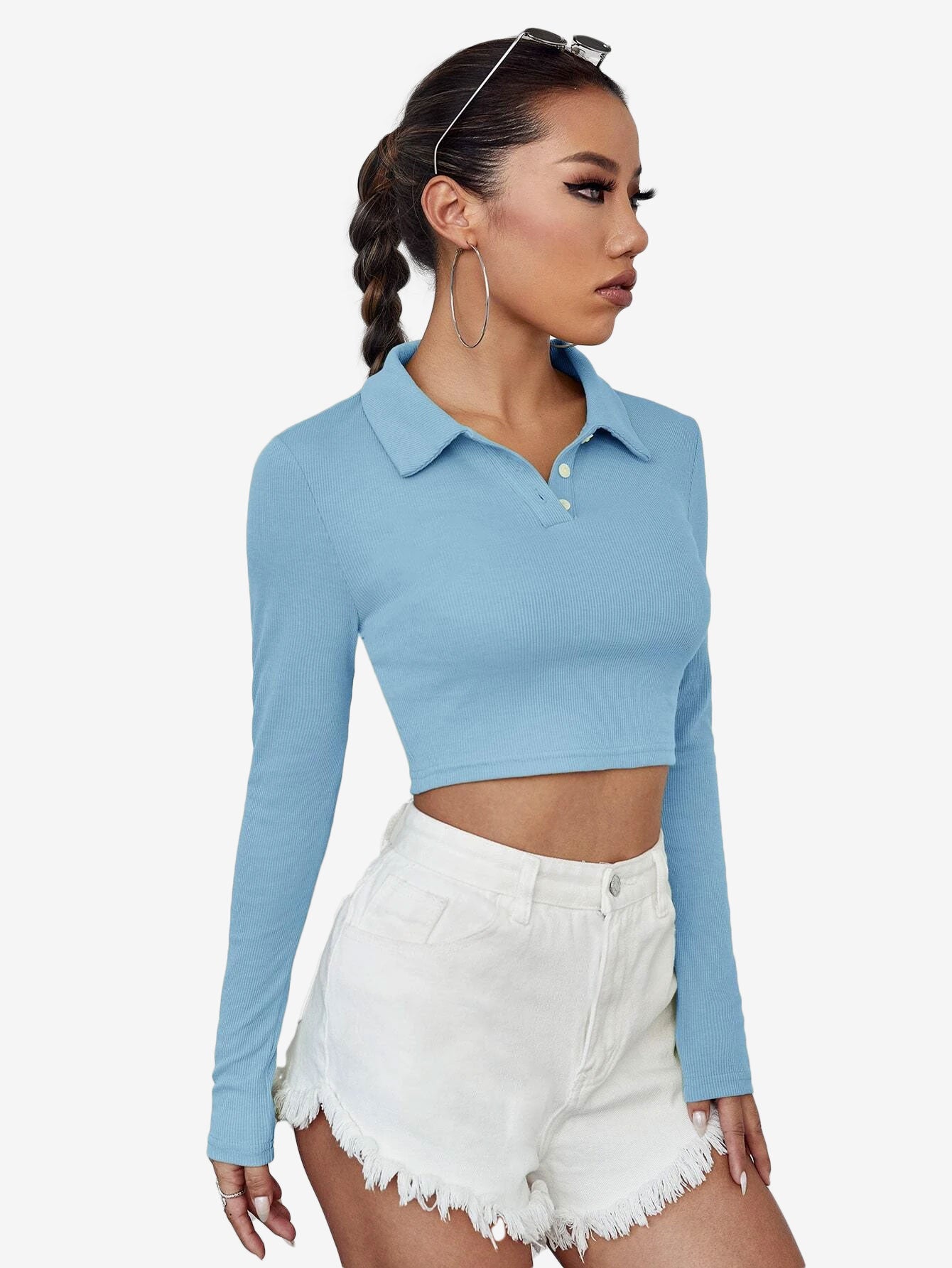 Attractive Solid Crop Polo Shirt