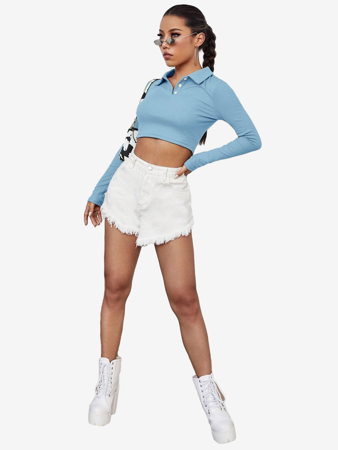 Attractive Solid Crop Polo Shirt