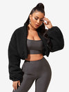Comfy Zip Up Drop Shoulder Teddy Jacket