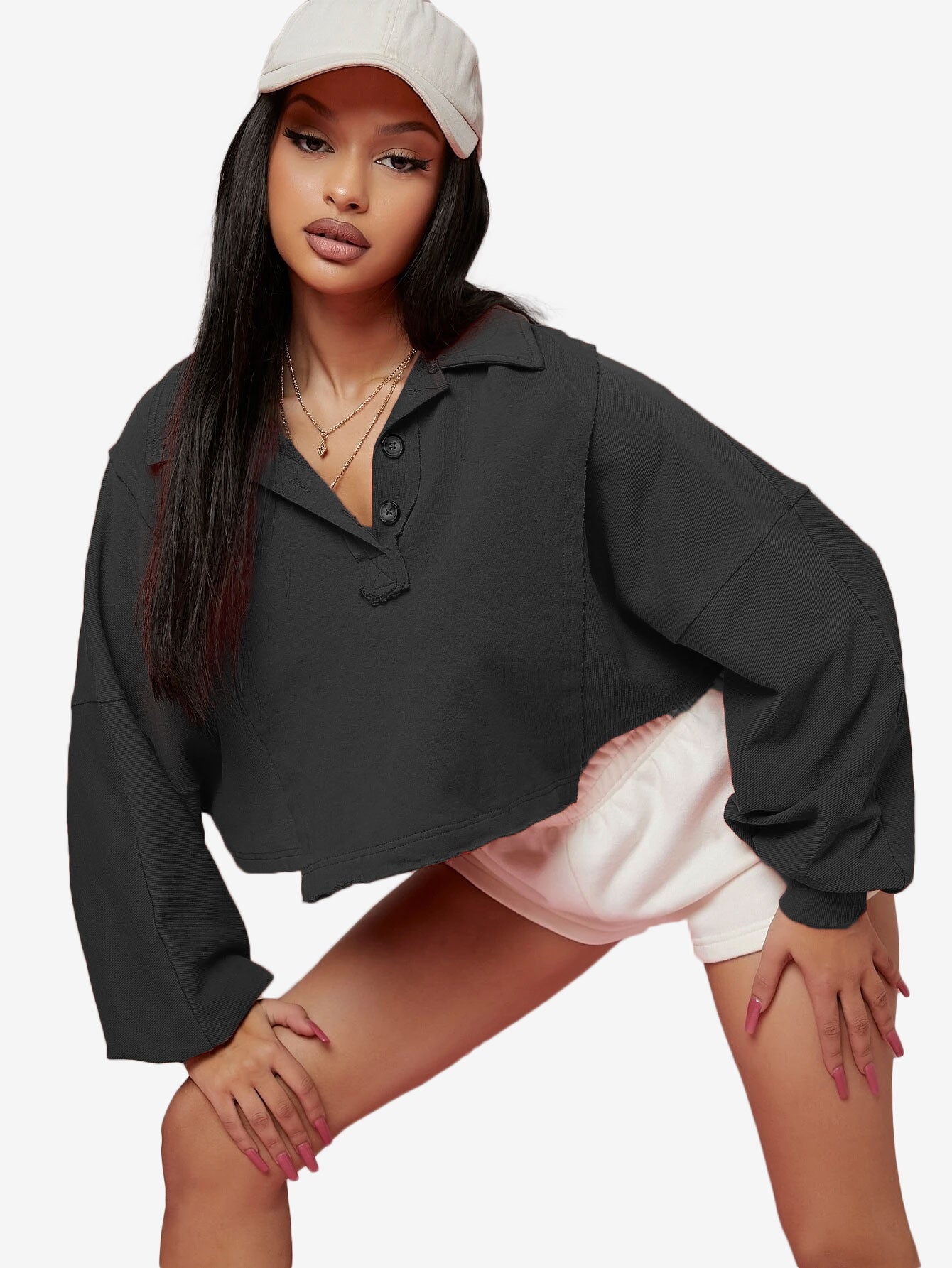 Asymmetrical Small Ruffles Solid Color Leisure