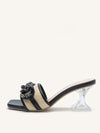 Chain Decor Pyramid Heeled Sandal Mules