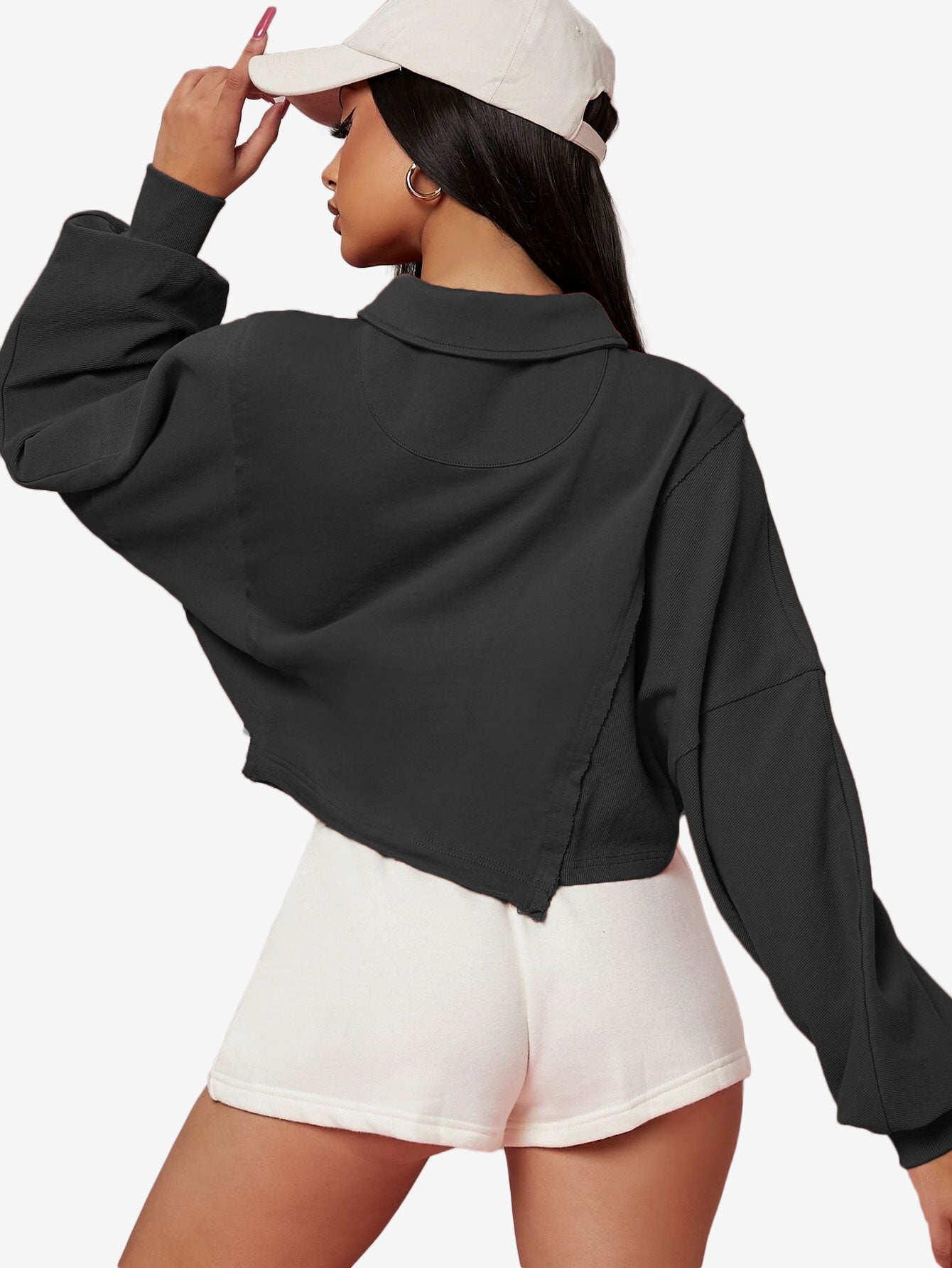 Asymmetrical Small Ruffles Solid Color Leisure