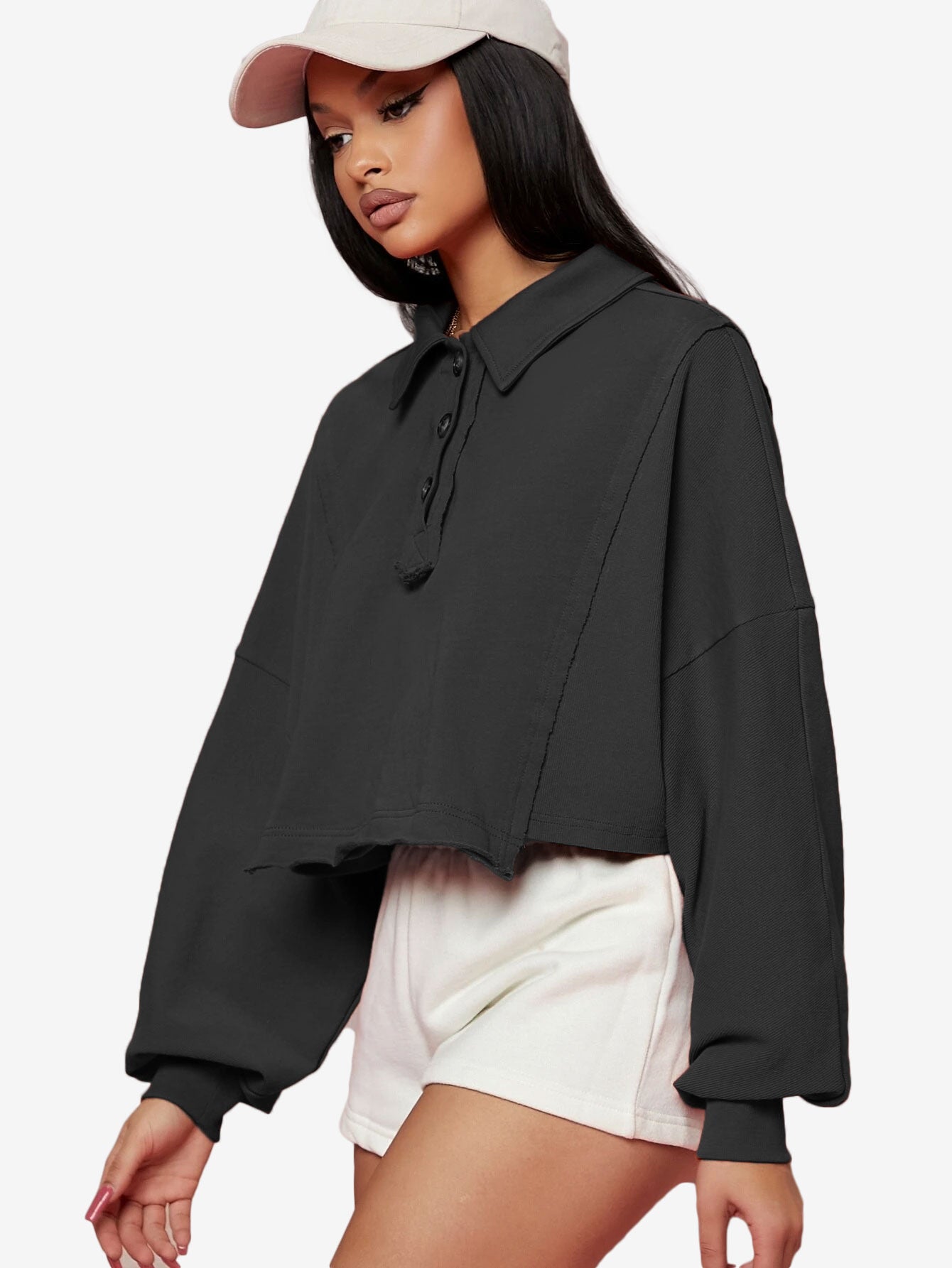 Asymmetrical Small Ruffles Solid Color Leisure