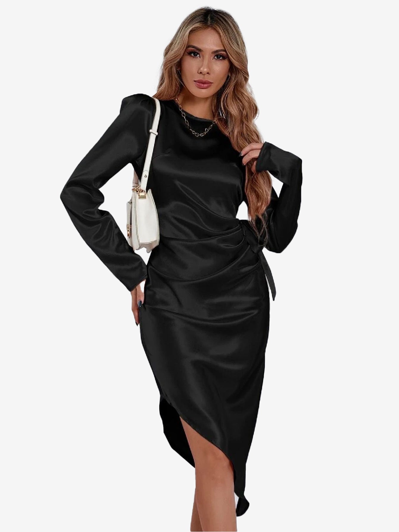 Charming Puff Sleeve Hem Dress