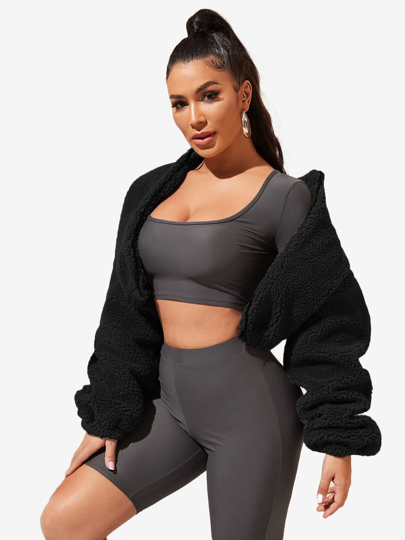 Comfy Zip Up Drop Shoulder Teddy Jacket