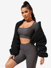 Comfy Zip Up Drop Shoulder Teddy Jacket