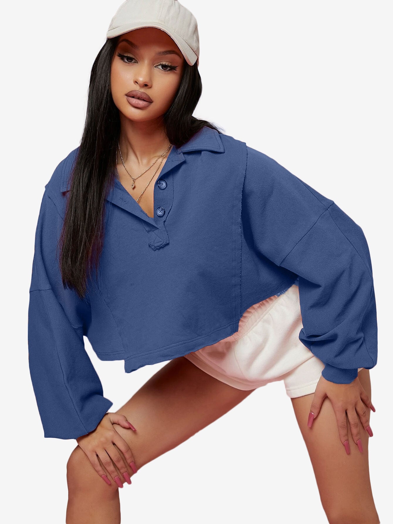 Asymmetrical Small Ruffles Solid Color Leisure