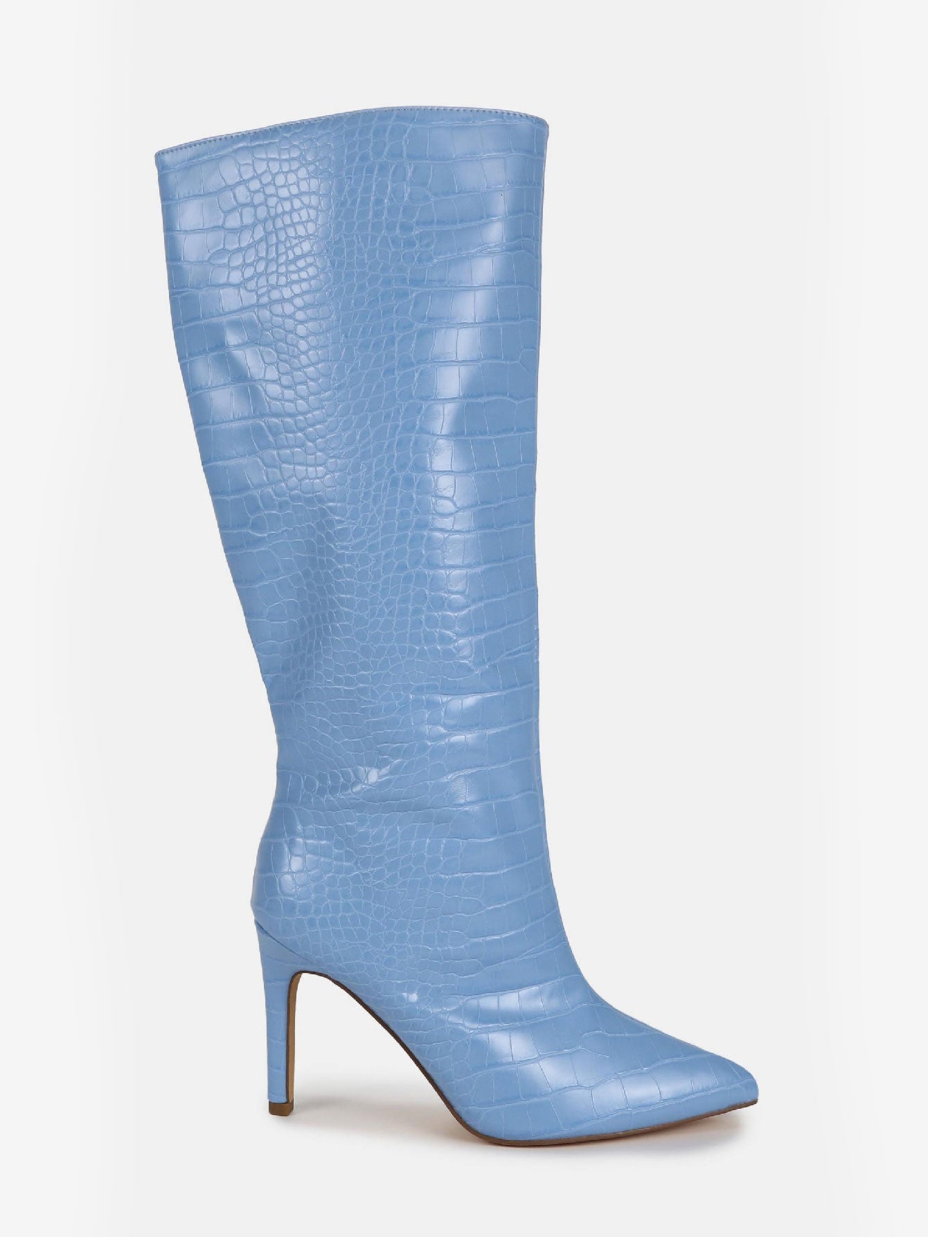 Fit Mock Croc Tubular Calf Stiletto Boots