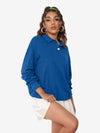 Collar Sweatshirt Long Sleeve Polo Two Buttons