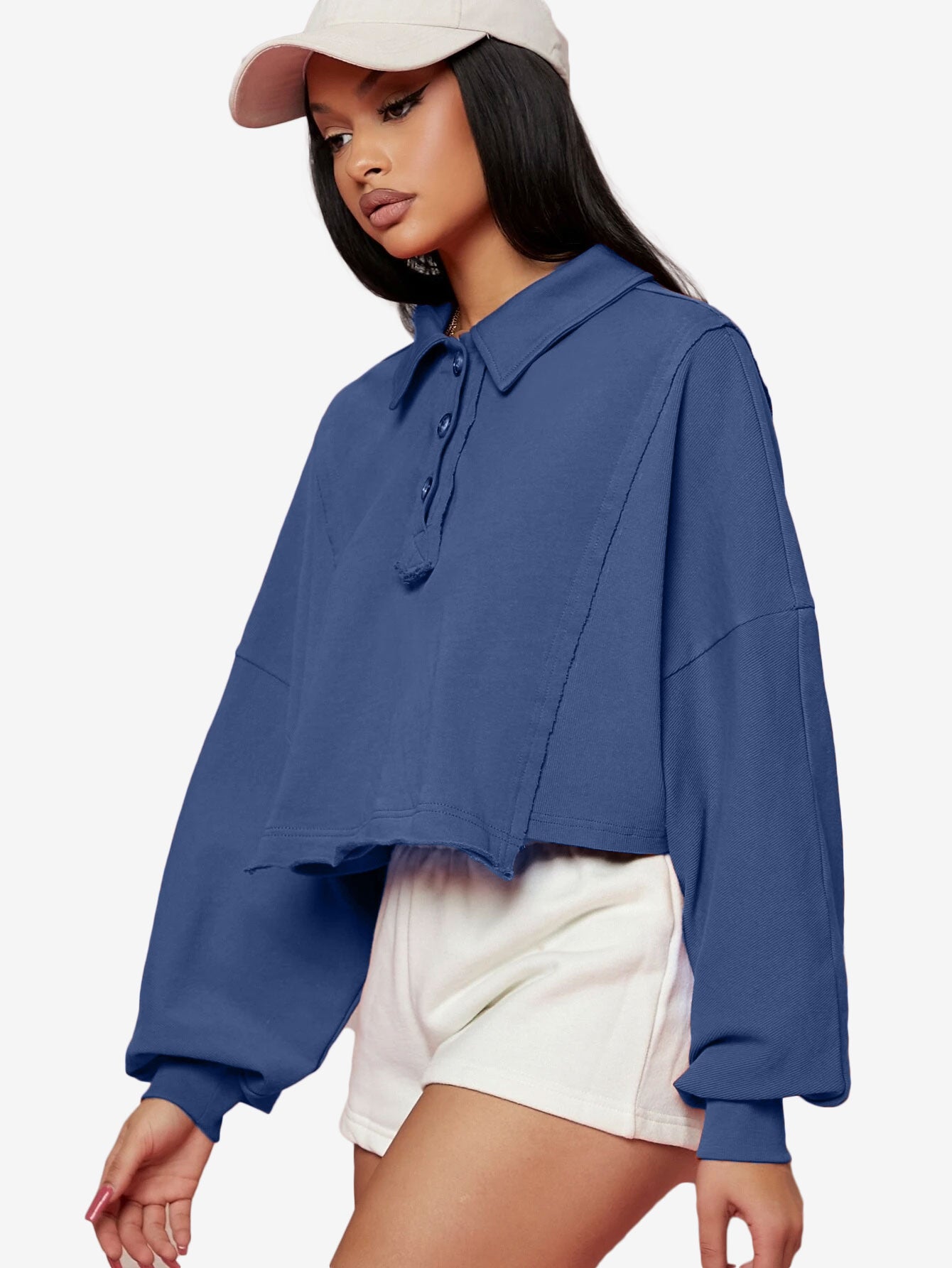 Asymmetrical Small Ruffles Solid Color Leisure