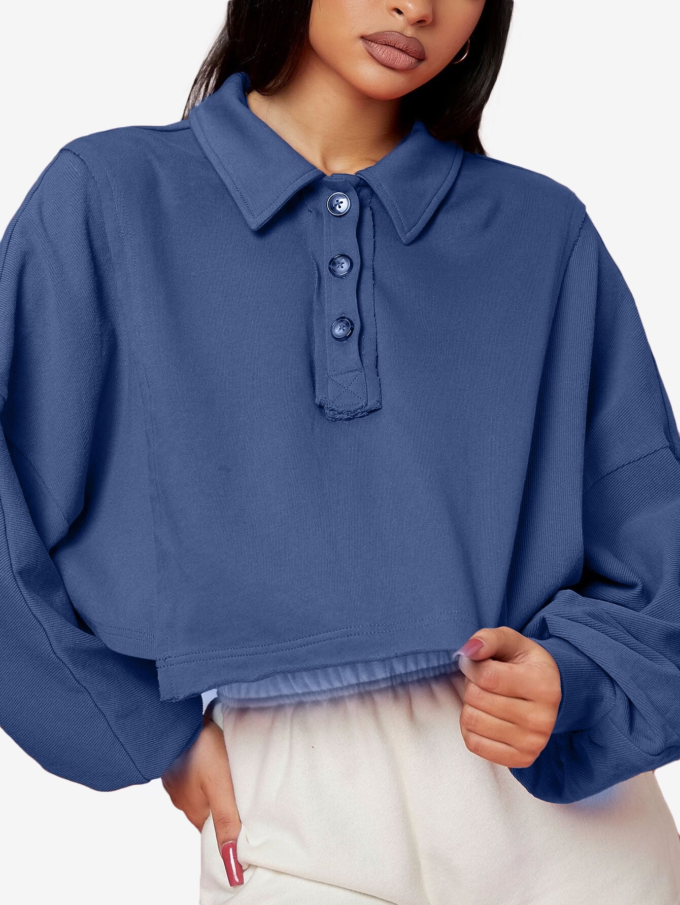 Asymmetrical Small Ruffles Solid Color Leisure