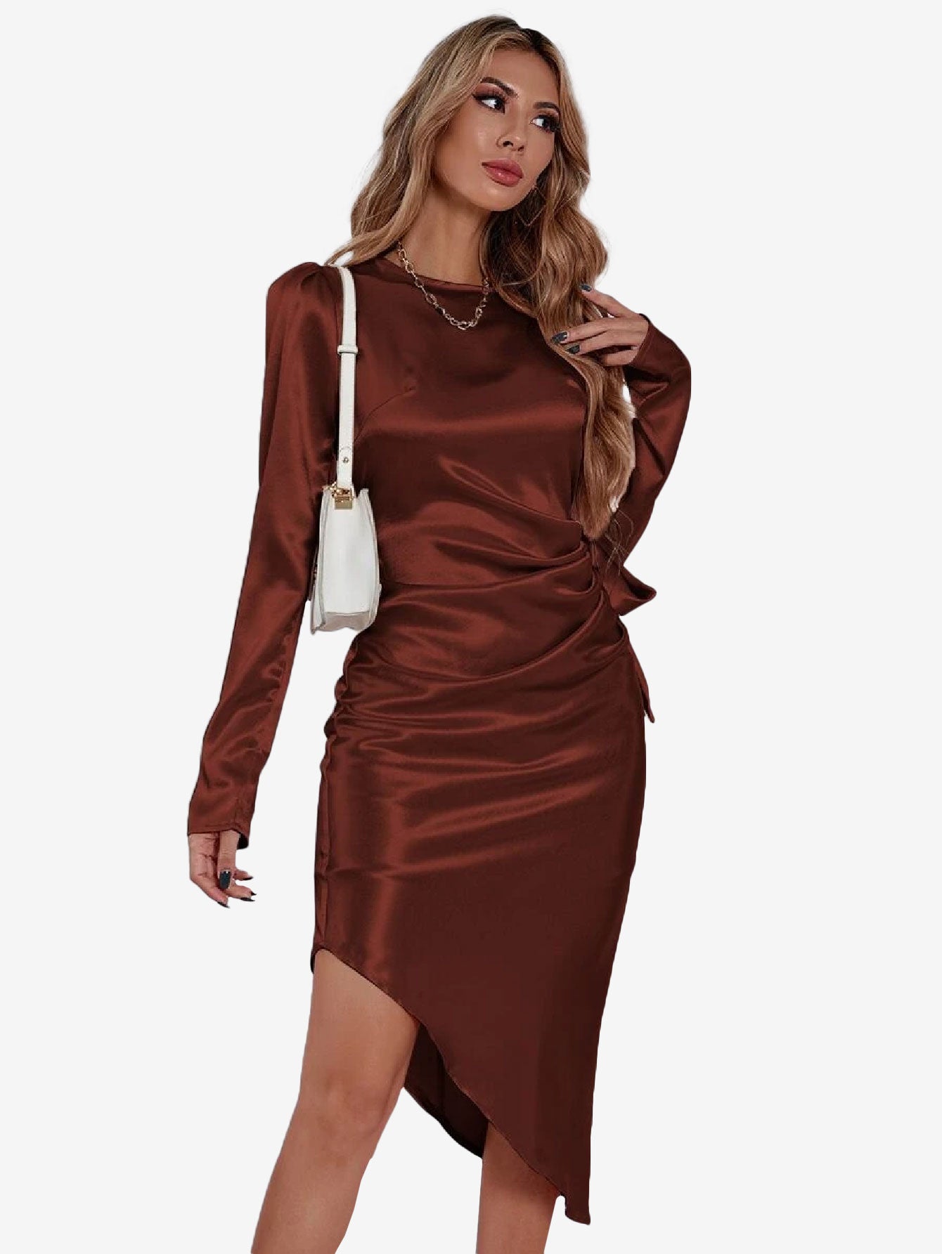 Charming Puff Sleeve Hem Dress