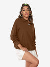 Collar Sweatshirt Long Sleeve Polo Two Buttons