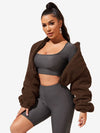 Comfy Zip Up Drop Shoulder Teddy Jacket