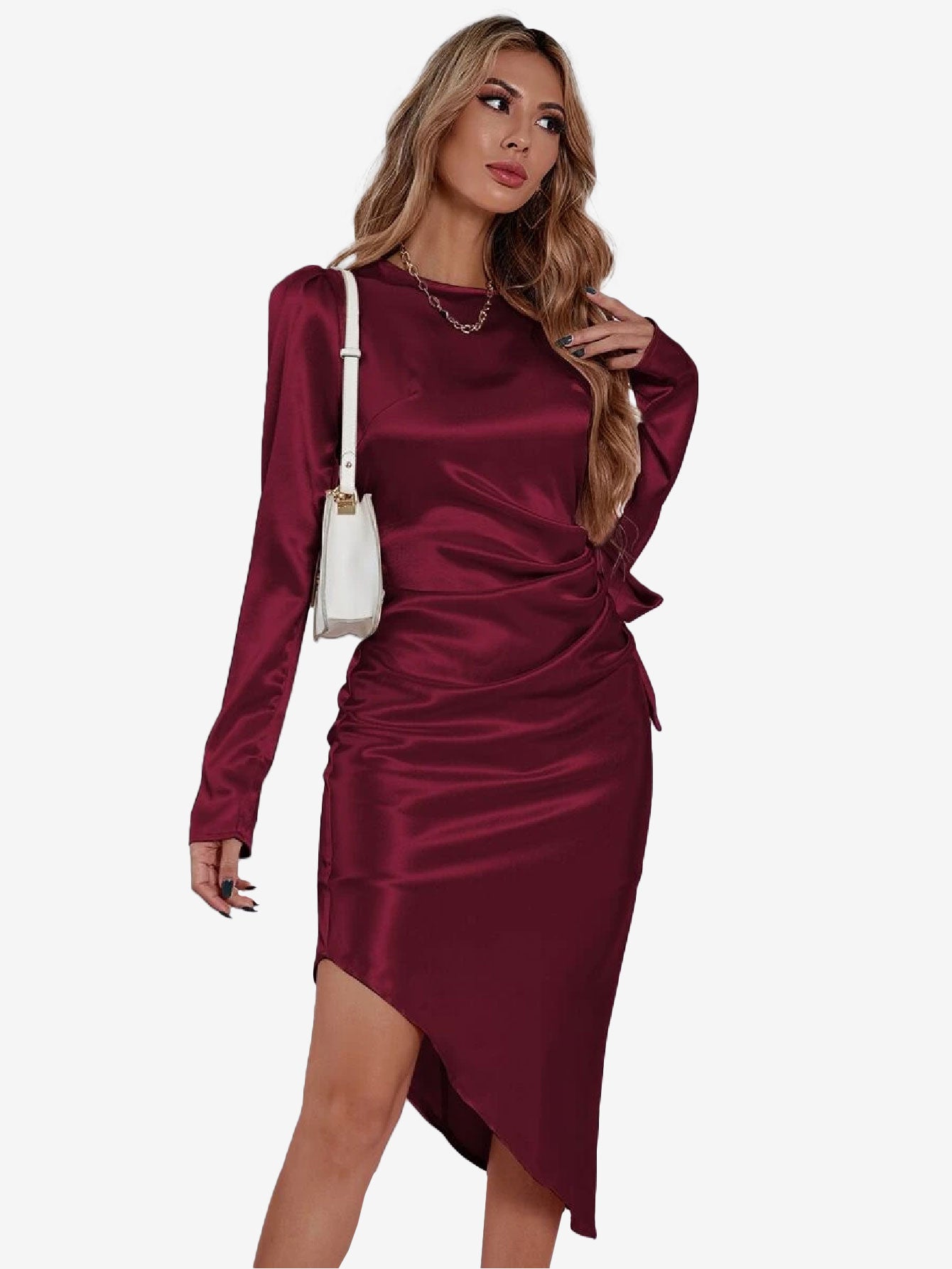 Charming Puff Sleeve Hem Dress