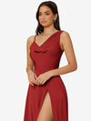 Draped Neck Split Thigh Dress