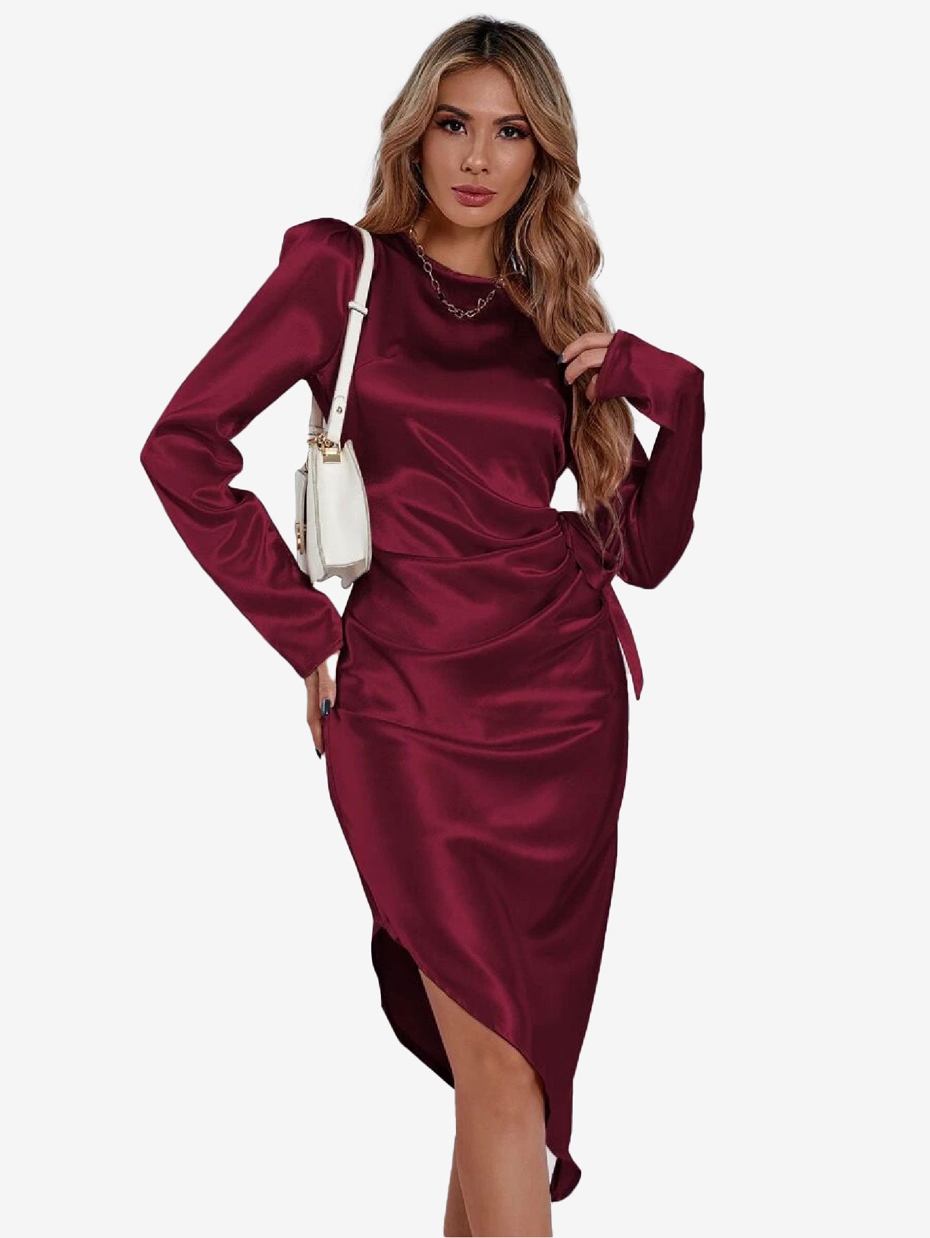 Charming Puff Sleeve Hem Dress