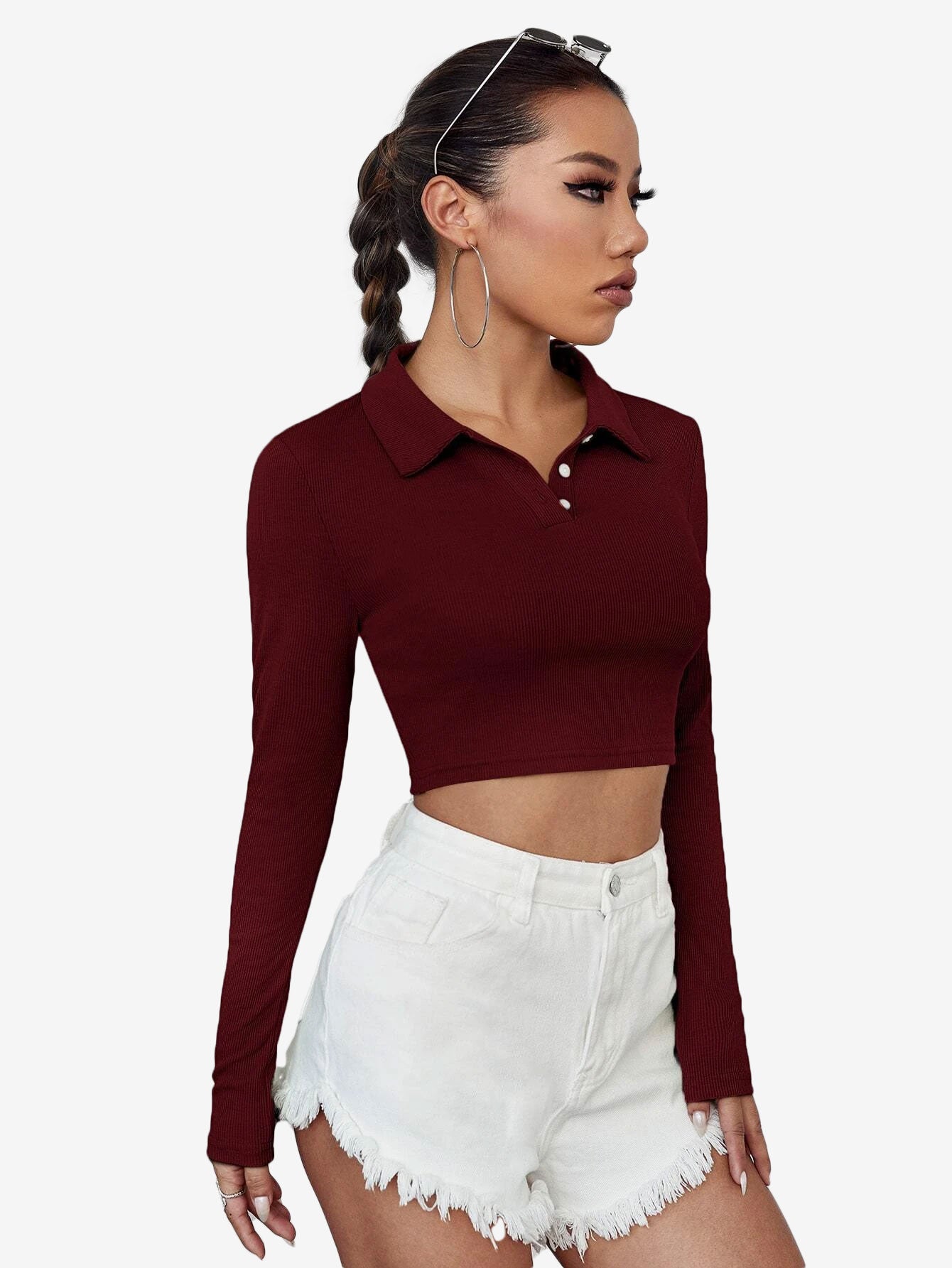 Attractive Solid Crop Polo Shirt