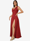 Draped Neck Split Thigh Dress