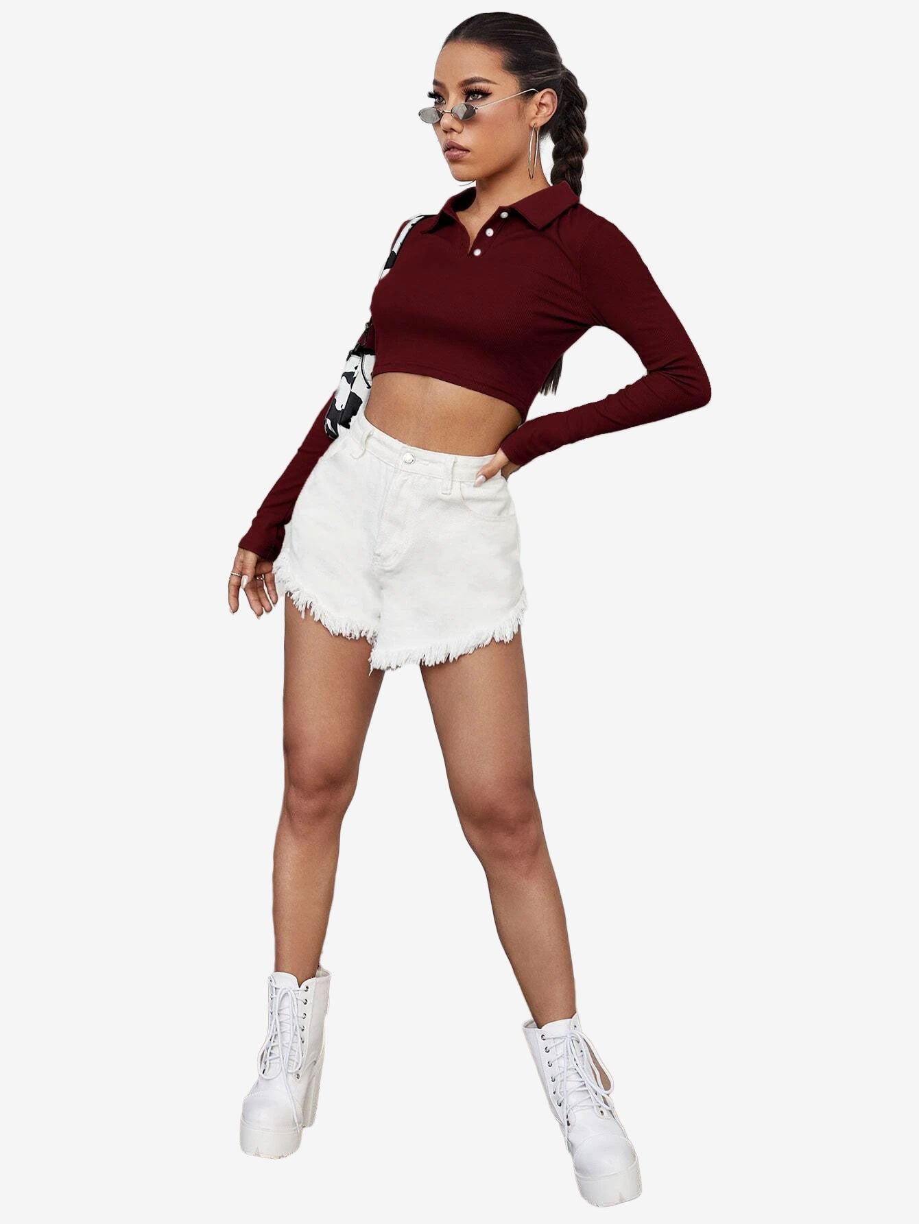 Attractive Solid Crop Polo Shirt