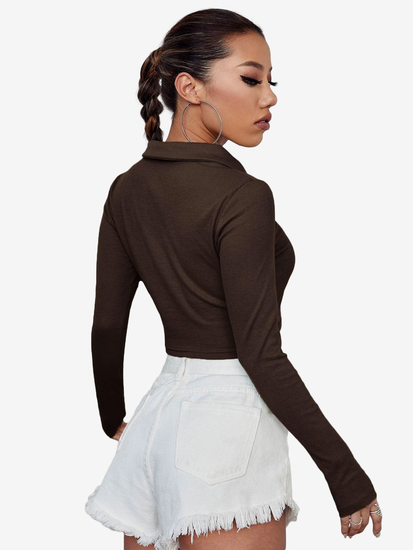 Attractive Solid Crop Polo Shirt