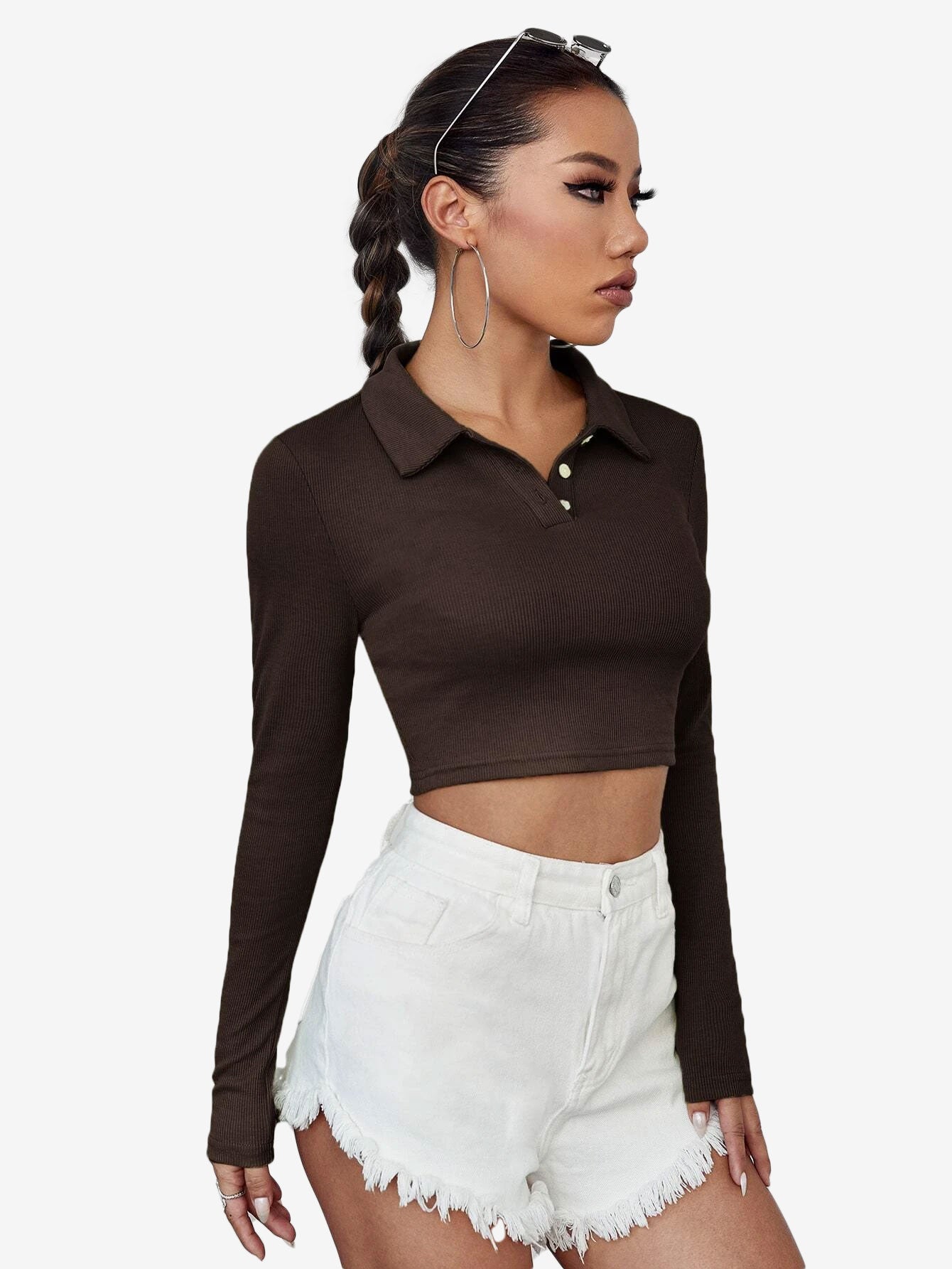 Attractive Solid Crop Polo Shirt