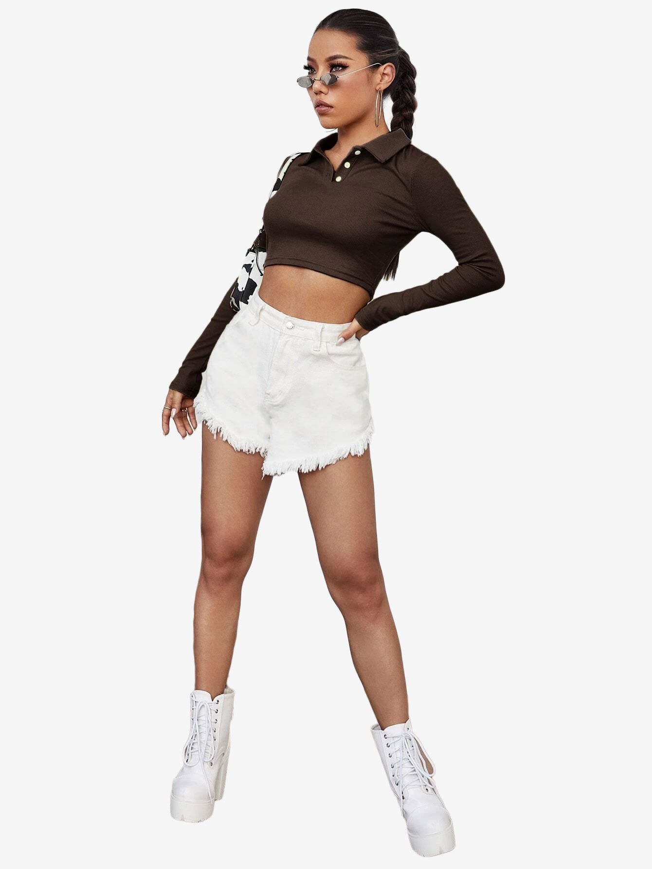 Attractive Solid Crop Polo Shirt