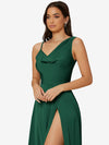 Draped Neck Split Thigh Dress