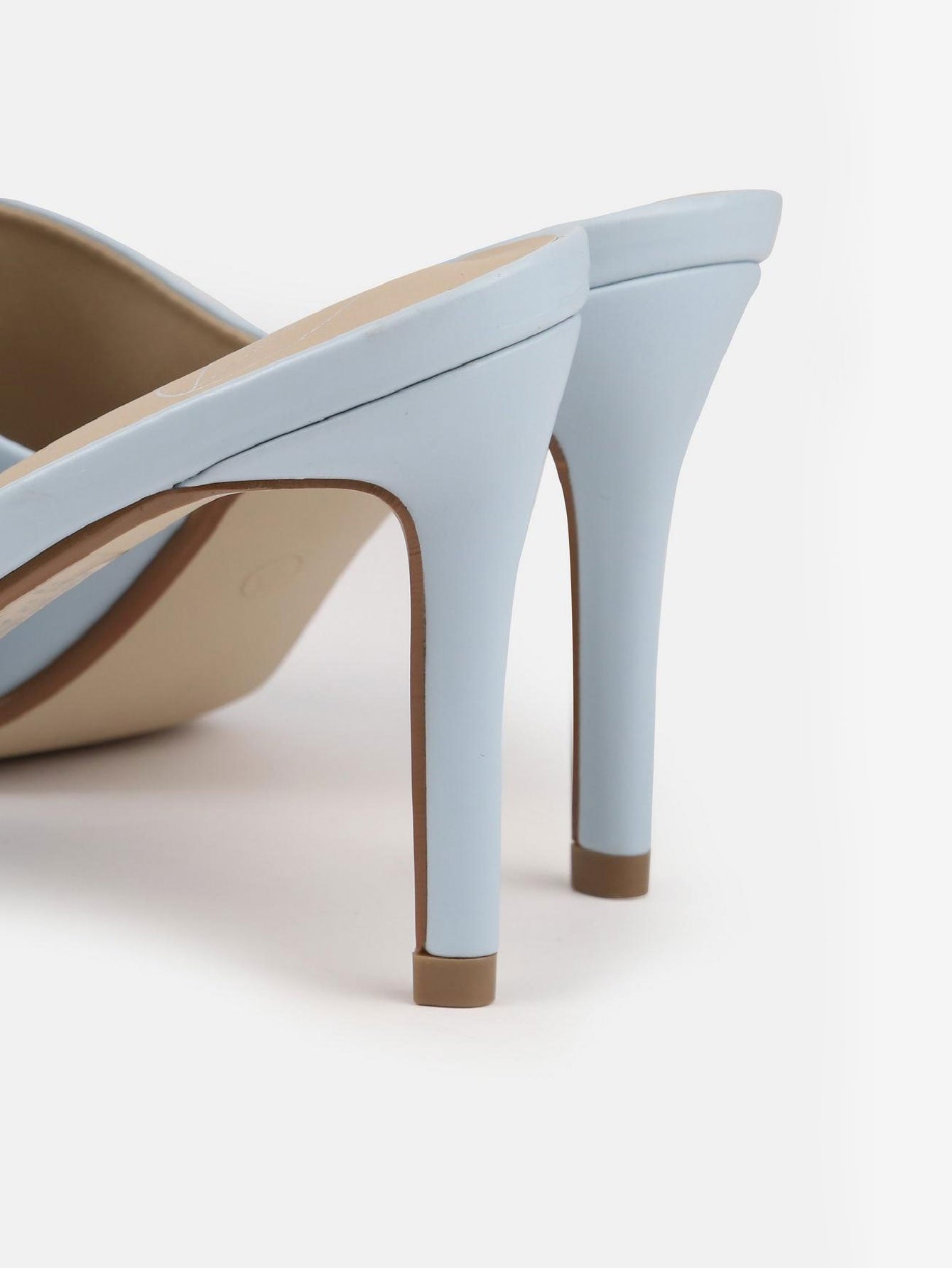 Faux Leather Mid Heel Mule Sandals 2.8inch