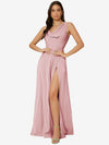 Draped Neck Split Thigh Dress