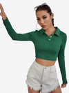 Attractive Solid Crop Polo Shirt