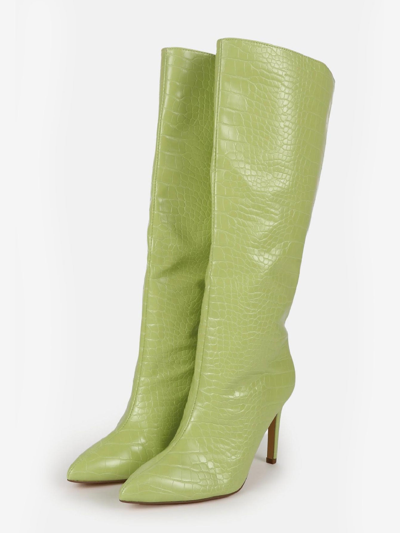 Fit Mock Croc Tubular Calf Stiletto Boots