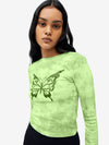 Glitter Butterfly Tie-Dye Long Sleeve Tee