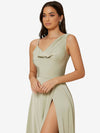 Draped Neck Split Thigh Dress