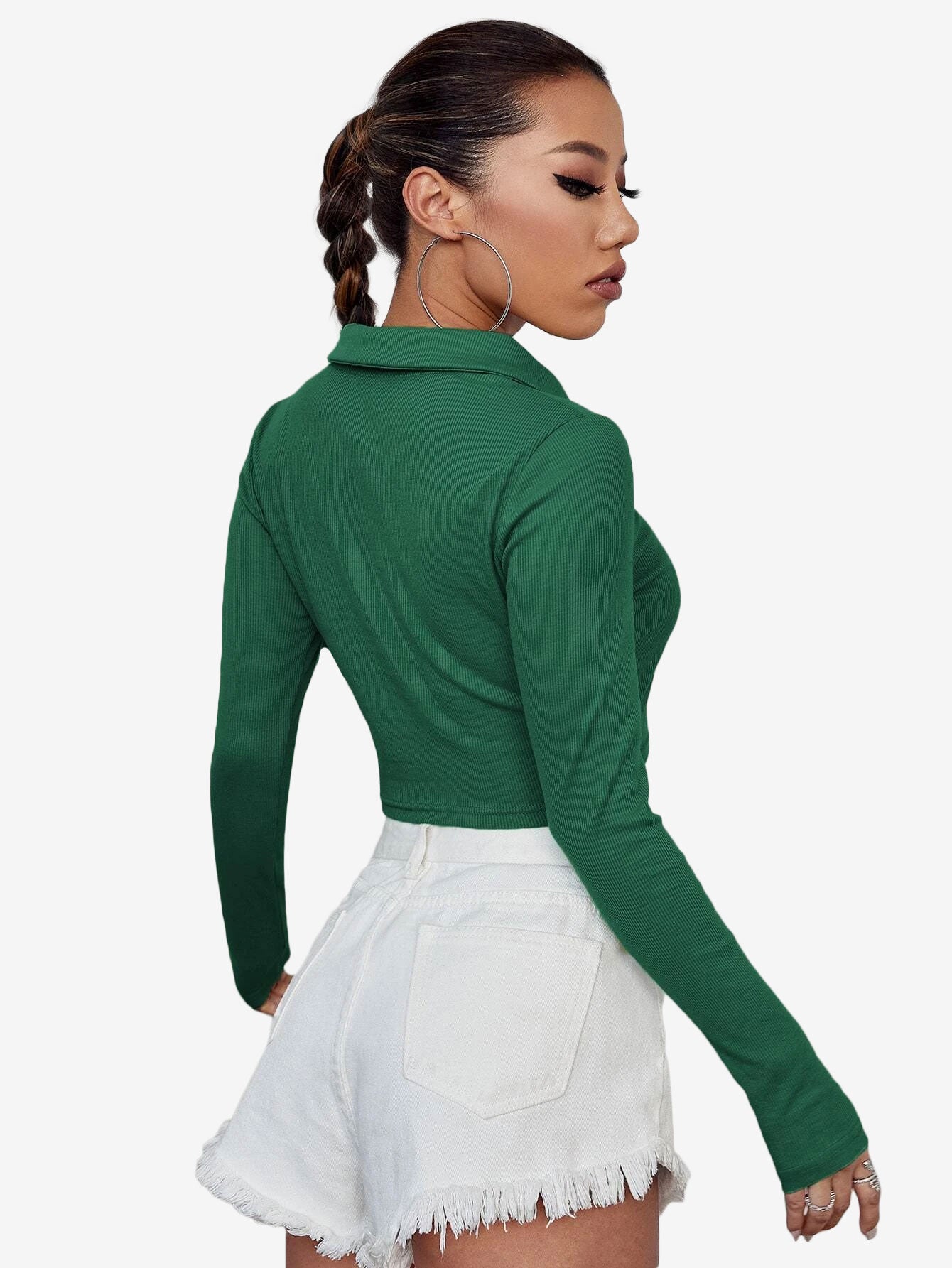 Attractive Solid Crop Polo Shirt