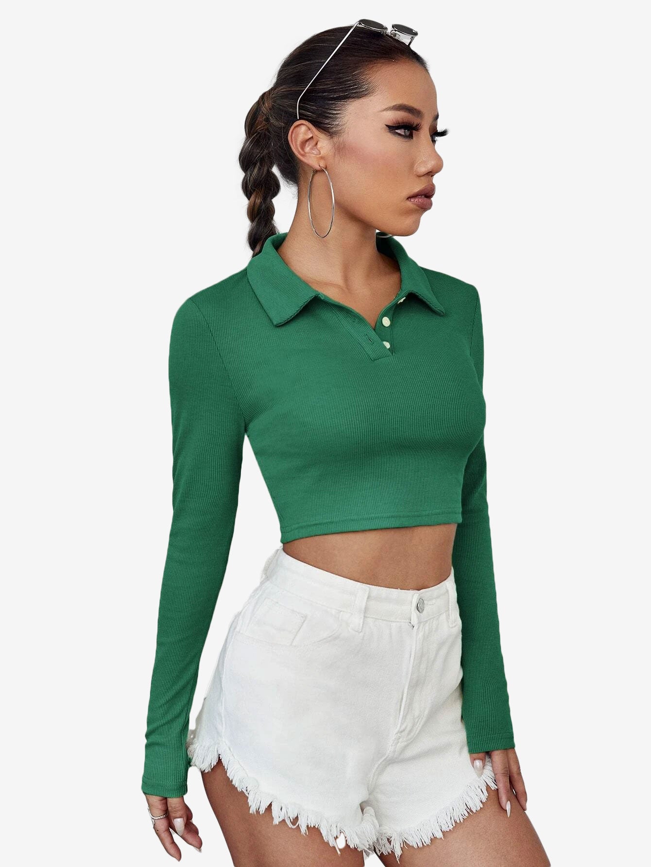 Attractive Solid Crop Polo Shirt