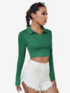 Attractive Solid Crop Polo Shirt