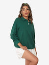 Collar Sweatshirt Long Sleeve Polo Two Buttons